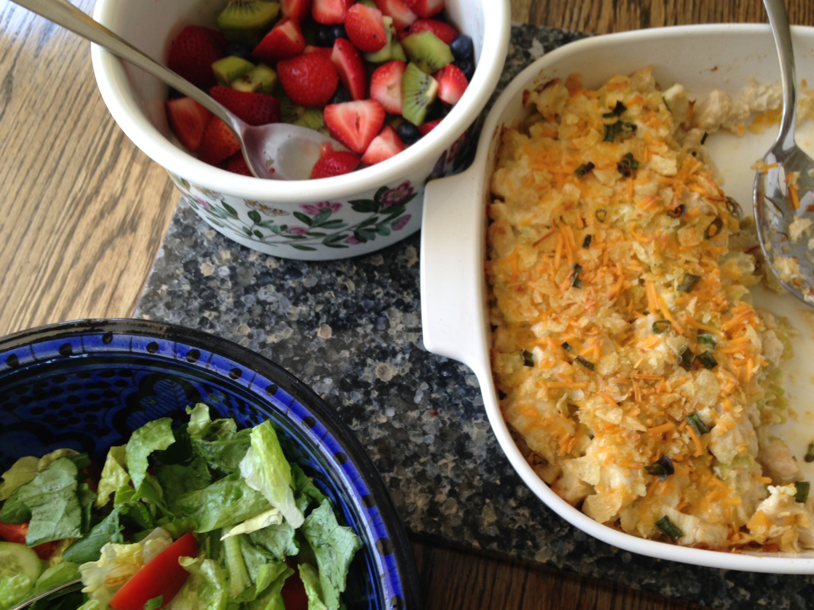 Blog - Summer Lunch - Fresh Fruit, Blueberries, Salad, Hot Chicken Salad - Becky