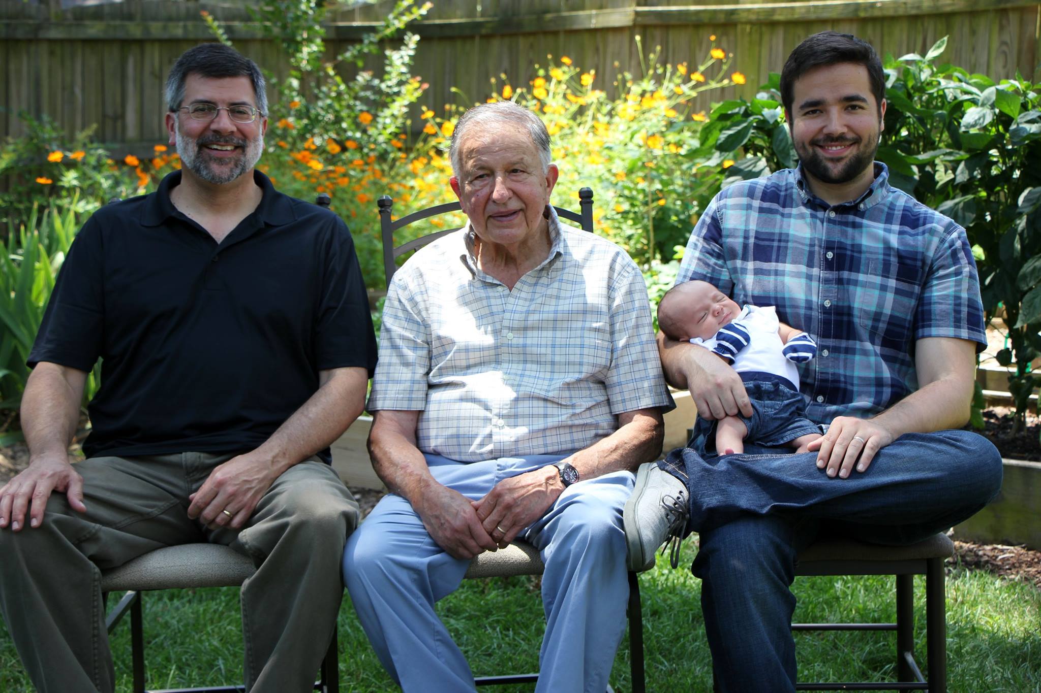 Mills Men - 4 generations - July 17 2016 - Dave, Nathan, PopPop, Titus